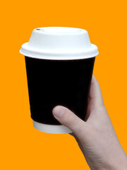 Simply flat design color paper coffee cup on pastel colorful trendy background