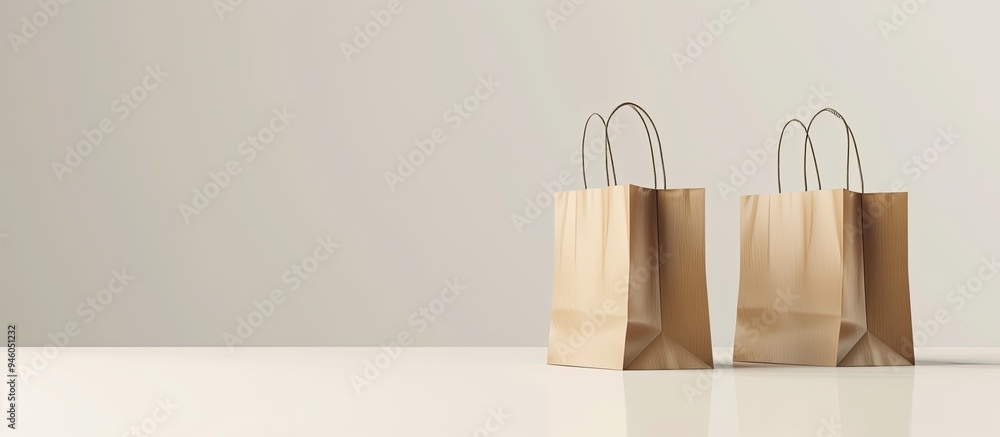 Poster paper shopping bags isolated on a white background. copy space image. place for adding text and desi