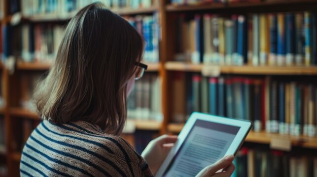 An adult using a tablet to access e-books and digital study materials, reading and annotating directly on the screen