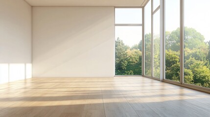 Fototapeta premium Bright Open Room with Unfinished Laminate Flooring