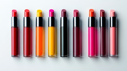 Naklejka premium Vibrant Lip Gloss Colors on White Background Collection