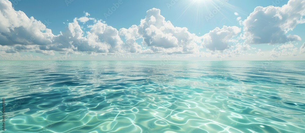 Poster clear ocean water at a resort. copy space image. place for adding text and design