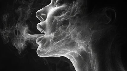 Abstract Smoke Woman Face  Digital Art  Minimalist   Mystical   Dark Background   Smoke Effect   Ghostly Figure   Fantasy   Art   Silhouette