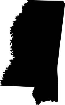 State of Mississippi Silhouette Outline Graphic Design with Transparent Background	