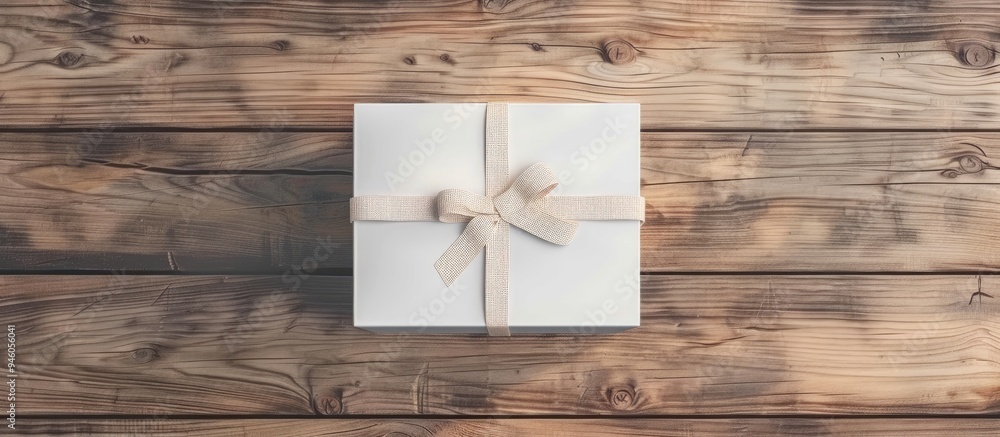 Poster blank white box mockup on a wooden background. copy space image. place for adding text and design