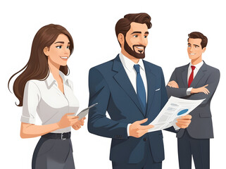 office team , team presentation, copy space, 2d graphic illustration  