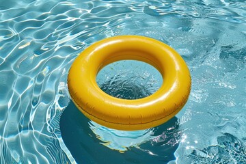 Yellow pool float ring water