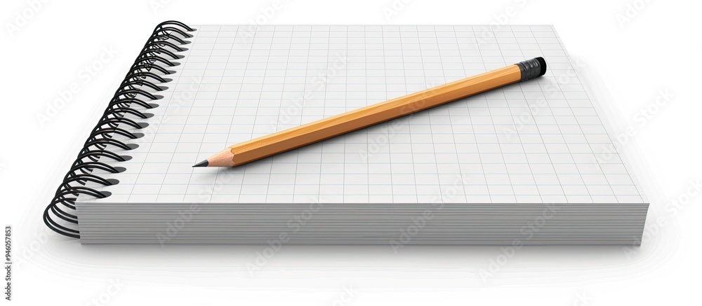 Poster notepad with a pencil isolated on a white background. copy space image. place for adding text and de