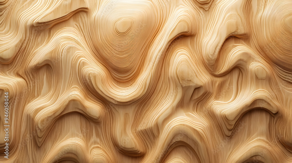 Poster abstract background of undulating woodgrain pattern.