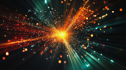 Naklejka premium Abstract light explosion and network points, dot, earth's surface, digital background Innovation network points Earth's surface wave background digital wave information technology background