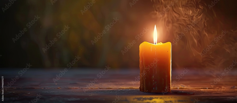 Poster candle lit against a backdrop of a light bulb. copy space image. place for adding text and design