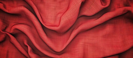 Red scarlet cotton fabric texture background with copy space for adding text