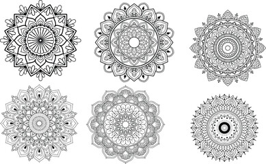 Circular pattern in the form of a mandala. Henna tattoo mandala. Mehndi style. Decorative pattern in oriental style. Figure mandala for coloring.