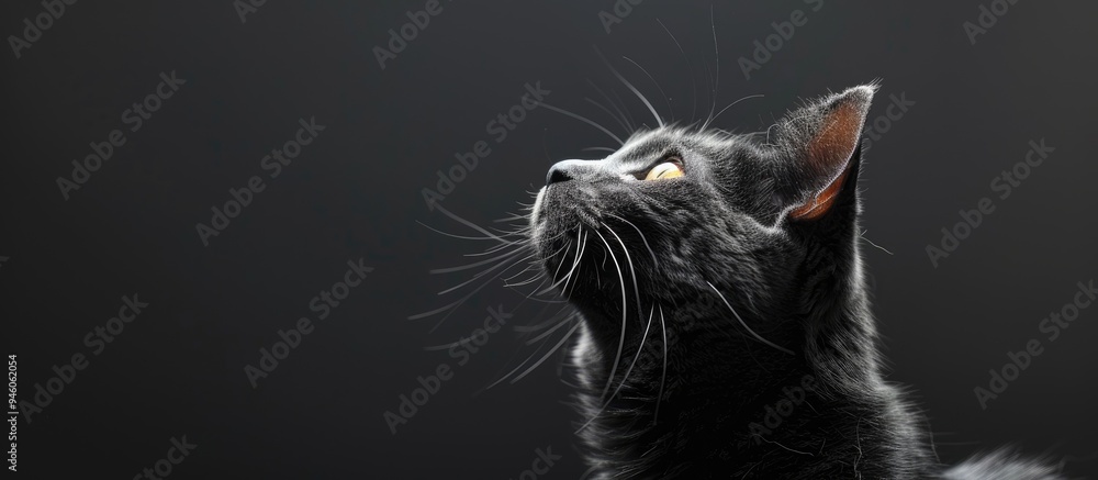 Poster british cat gazing. copy space image. place for adding text and design