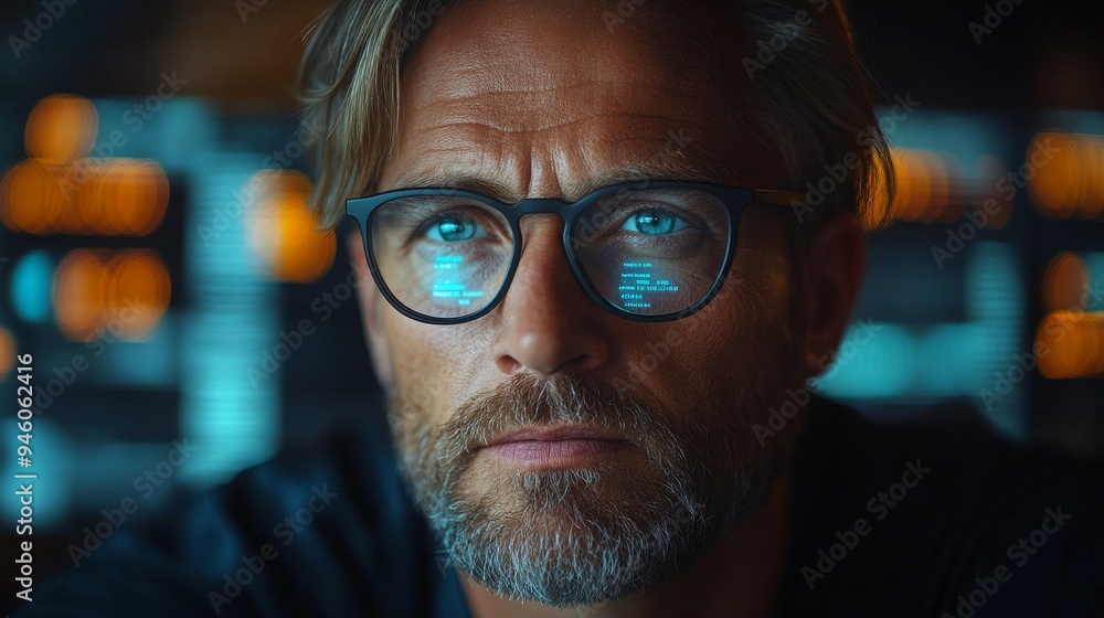 Aufkleber a financial advisor engages with interactive holographic displays while analyzing data in a contempo