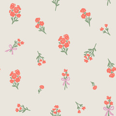 Romantic floral bouquets seamless pattern