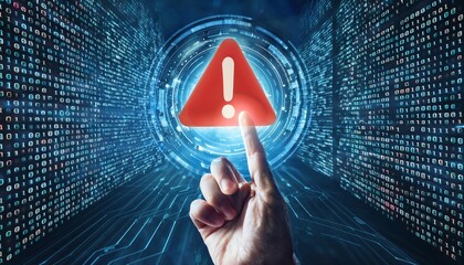 High-Tech Cybersecurity Visuals with Floating Digital Symbols and Interactive Elements