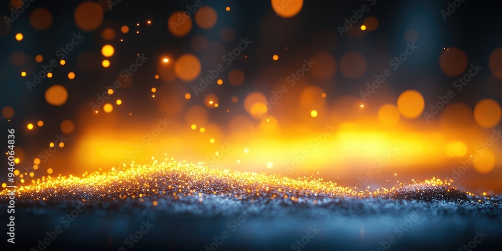 Poster fall background. a mesmerizing display of luminous particles dancing over a shimmering landscape, il