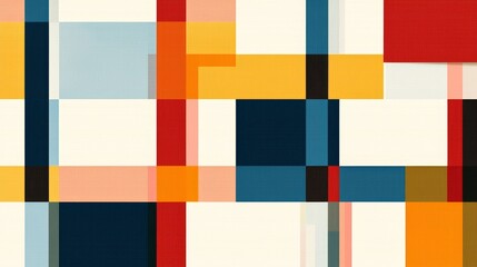 A modern plaid pattern with intersecting lines and blocks of color in a chic, minimalist style