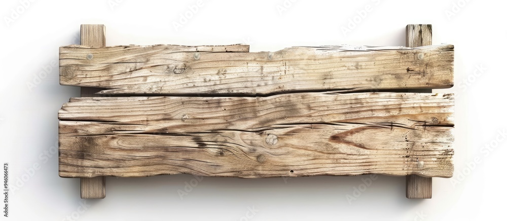 Poster wooden sign set against a white background. copy space image. place for adding text and design