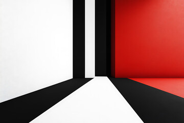 A striking monochrome background featuring a bold and minimalistic design with white, black, and red elements