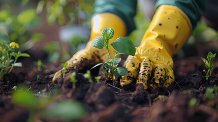 Gardener cutting spicy herbs with scissors growing at home vegetable garden, close-up view. Concept of home growing organic greens