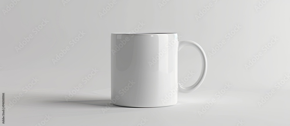 Poster ceramic mug set against a white background design mockup. copy space image. place for adding text an