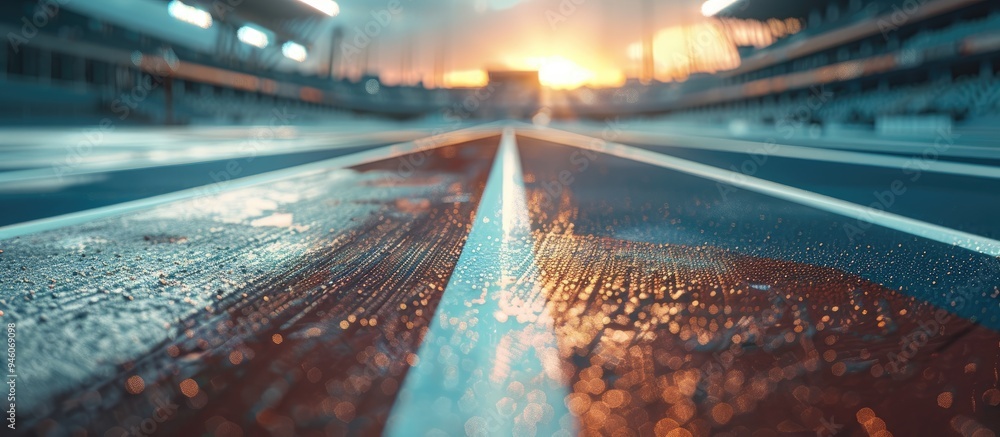 Poster running tracks in the stadium viewed up close image with copy space