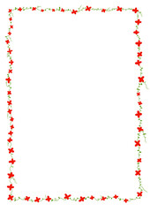 A4 paper frame green leaves with red flowers