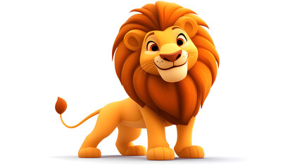 3D Funny cartoon smiling lion isolated on a white background