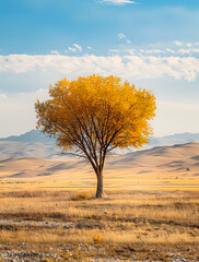 tree in the autumn landscape poster