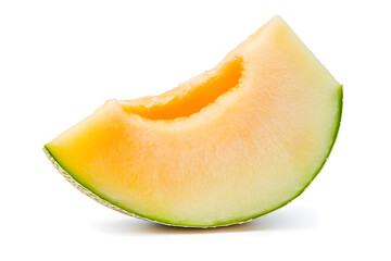 Cut of fresh ripe melon isolated on white background