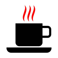Steaming coffee cup icon. Hot beverage symbol.
