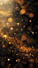 Digital golden glitter gradient polka dot poster background