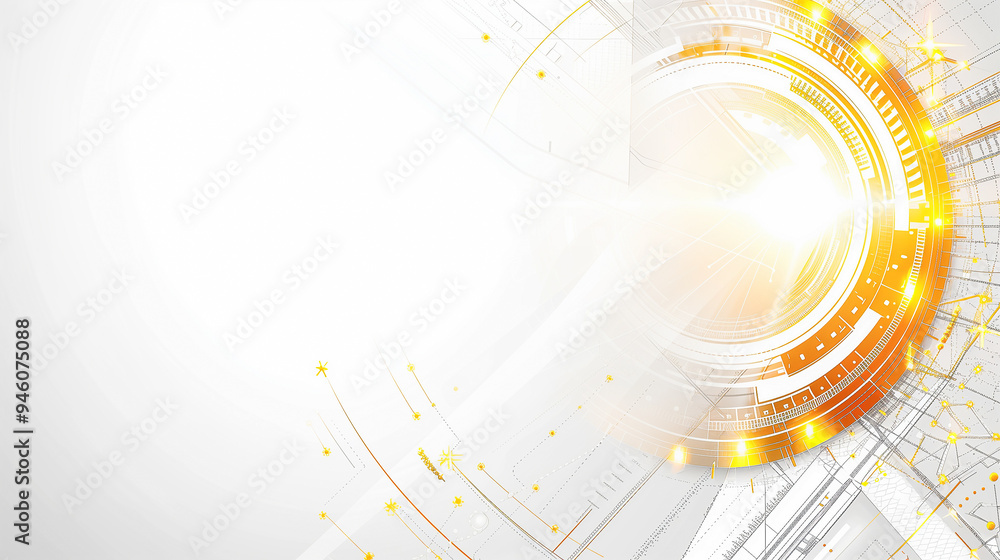 Poster futuristic technology background with yellow digital elements..