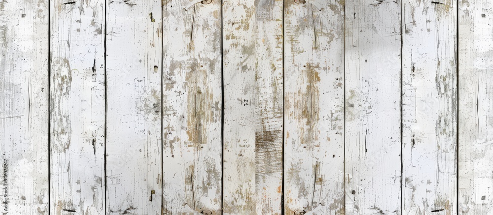 Sticker Wood plank texture background featuring aged scratched pale panels in a vintage style. Copy space image. Place for adding text and design