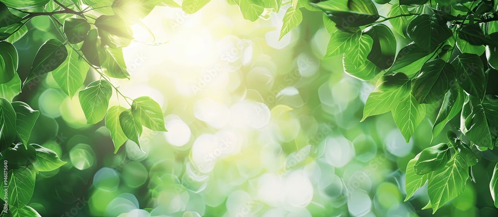 Canvas Prints vibrant green leaves on lovely trees. copy space image. place for adding text and design
