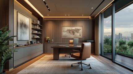 Modern Executive Office with City View