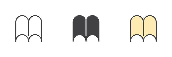 Open book page different style icon set