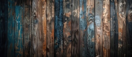 Naklejka premium Aged wooden doors featuring a knocker and spring flowers Traditional door handle from medieval Europe. Copy space image. Place for adding text and design