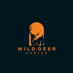 Expedition adventure wild deer hunter logo icon vector template