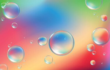 Soap bubbles on colorful background