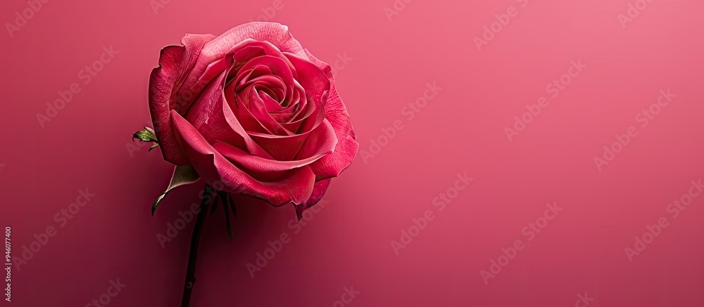 Aufkleber rose on a dark pink background. copy space image. place for adding text and design