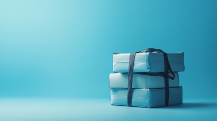 Ensuring Safe Cargo Transport: Secured Goods and Straps on Blue Background