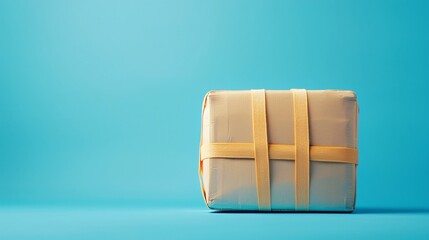 Ensuring Secure Cargo Transportation: Safeguarded Goods and Straps on Blue Background