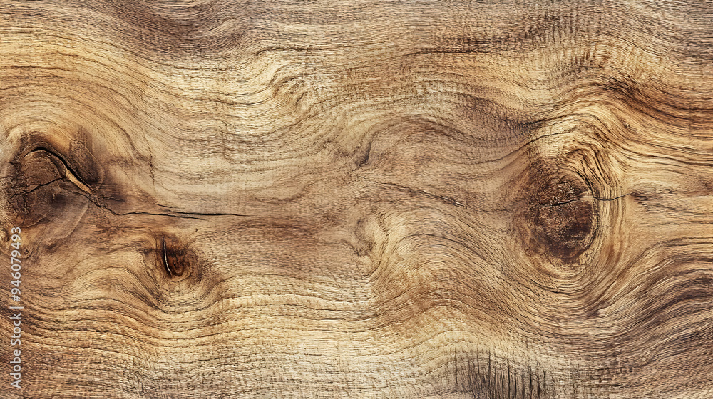 Poster close-up of a weathered wooden surface with intricate grain patterns and knots.