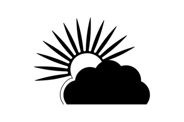 Sun and cloud continuous one line drawing of isolated outline silhouette vector icon