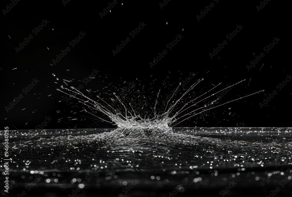 Poster water droplet splashing and creating ripples