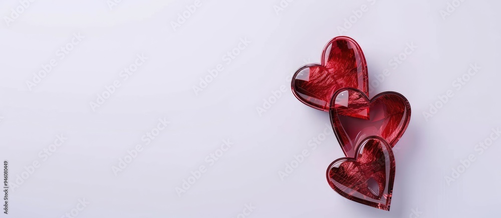 Poster heart shaped books on a white background. copy space image. place for adding text and design