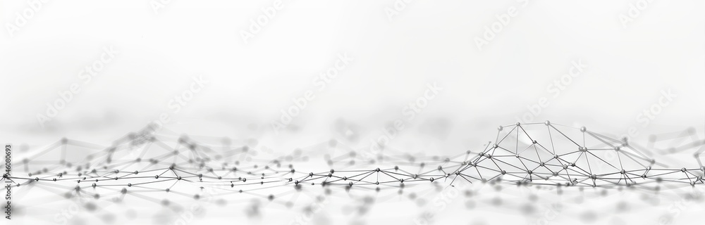 Poster abstract geometric network of black lines and circles on white background